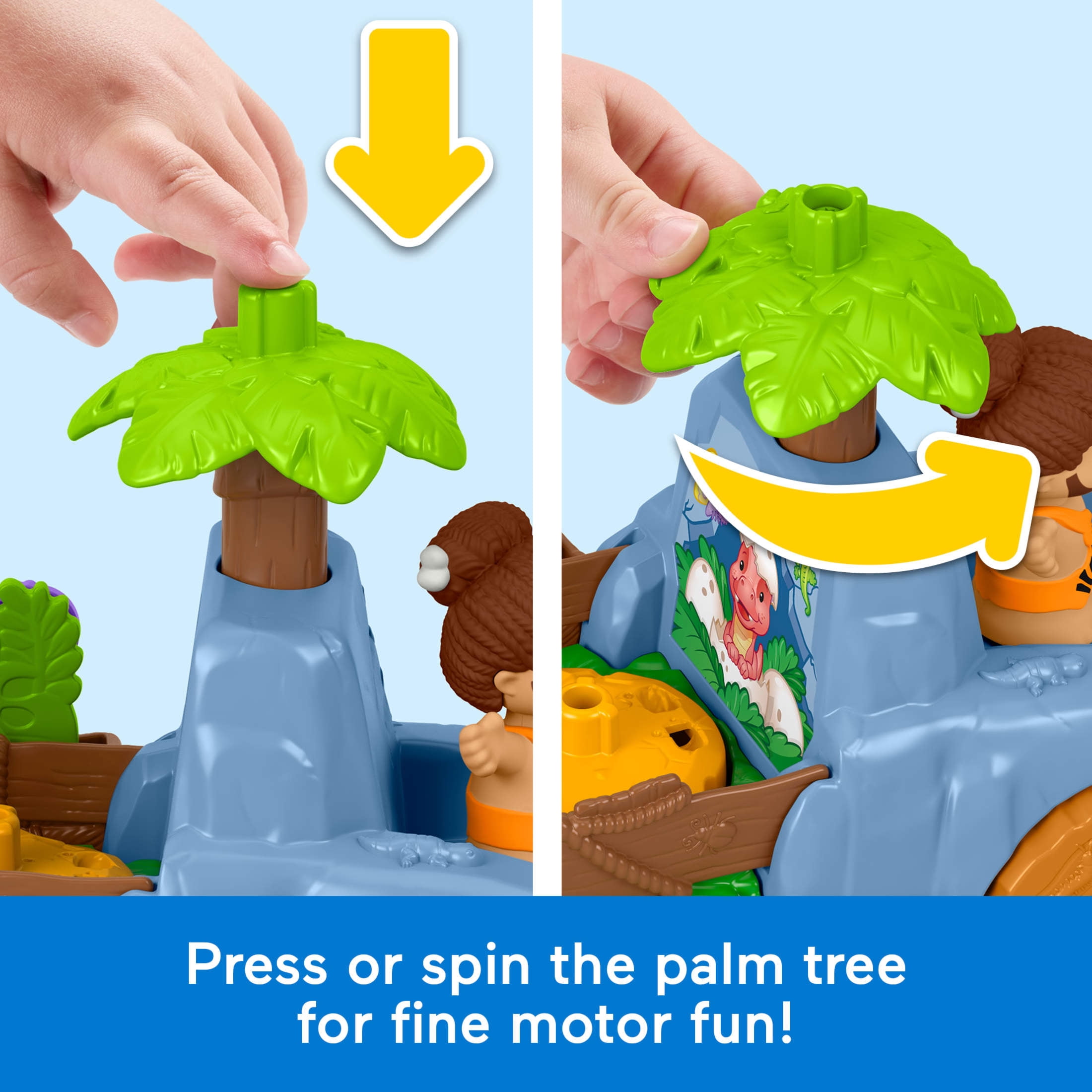 Fisher-Price Little People Dino Wobble Truck, 6-Piece Dinosaur Toy Set for Toddlers