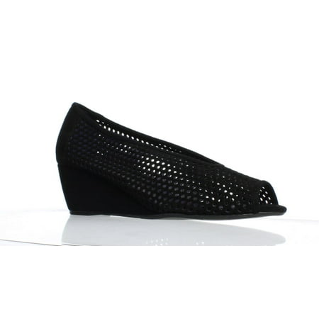 Black Suede Peep Toe - VANELi Womens Warp Black Suede Peep Toe Heels Size 10