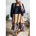 thumbnail image 1 of FOLUNSI Robe Mini Style-Savvy : Manches Bishop & Rayures Tiger Vibe, 1 of 5