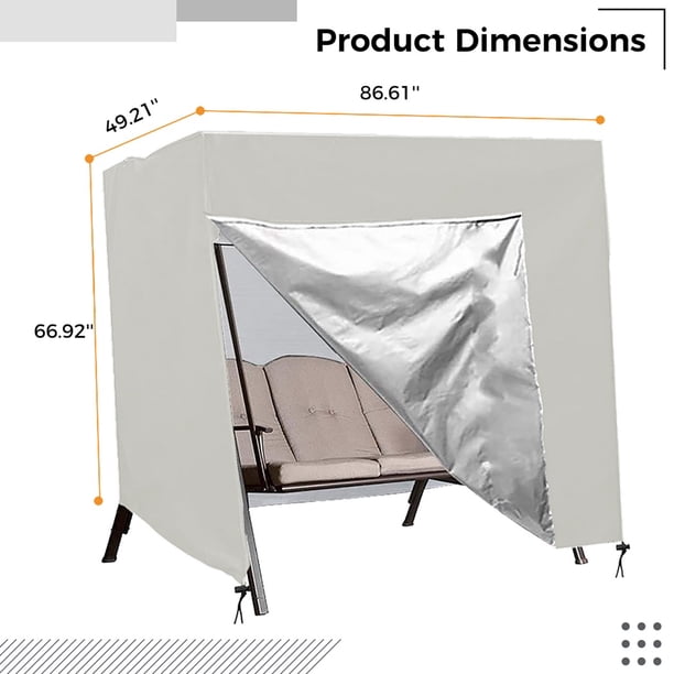 Swing Cover Patio 3 Seater Waterproof Outdoor 3 Triple Seater Hammock - Garden Glider Chair Canopy - UV Resistant (100 * 59 * 72 Inch) Beige Porch Glider Swing Covers For Outdoor Patio Swing