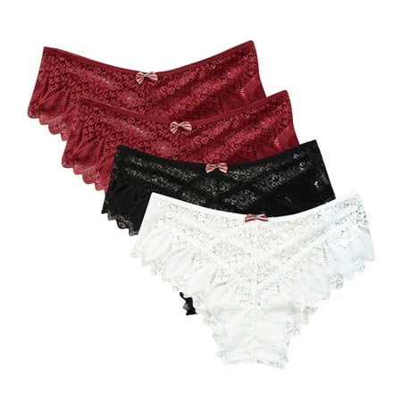 Arnsht Sexy Cheeky Panties for Women Mesh Seamless Lace Criss Cross Bikini Underwear Breathable Wicking Briefs 4 Packs Multicolor#25 S