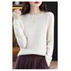 thumbnail image 1 of Suéter de lana pura de otoño, camisa de punto para mujer, cuello redondo, suelto, color sólido, estilo occidental, suéter de punto que combina con todo, 1 of 5