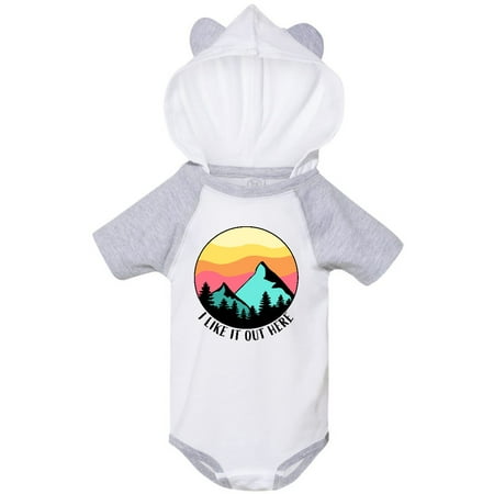 

Inktastic I Like it Out Here Mountains at Sunset Gift Baby Boy or Baby Girl Bodysuit
