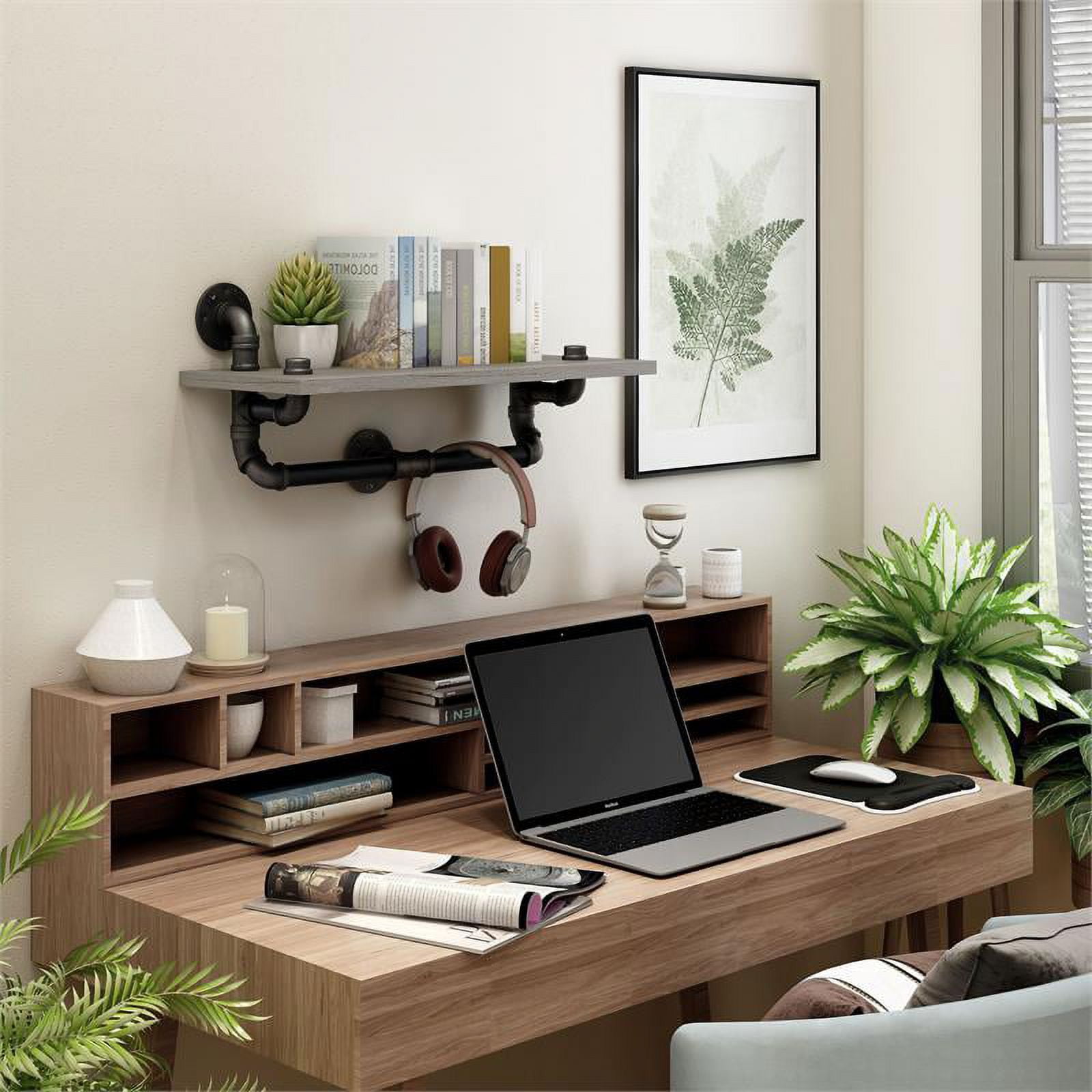 Furniture of America Étagère Flottante Industrielle en Métal Gris