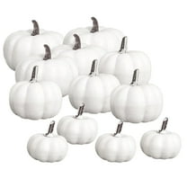 LAMIRO Pack of 12 Pieces White Artificial Pumpkins Fall Party Table Fireplace Decor Wreath Craft Harvest Pumpkins Thanksgiving Centerpieces