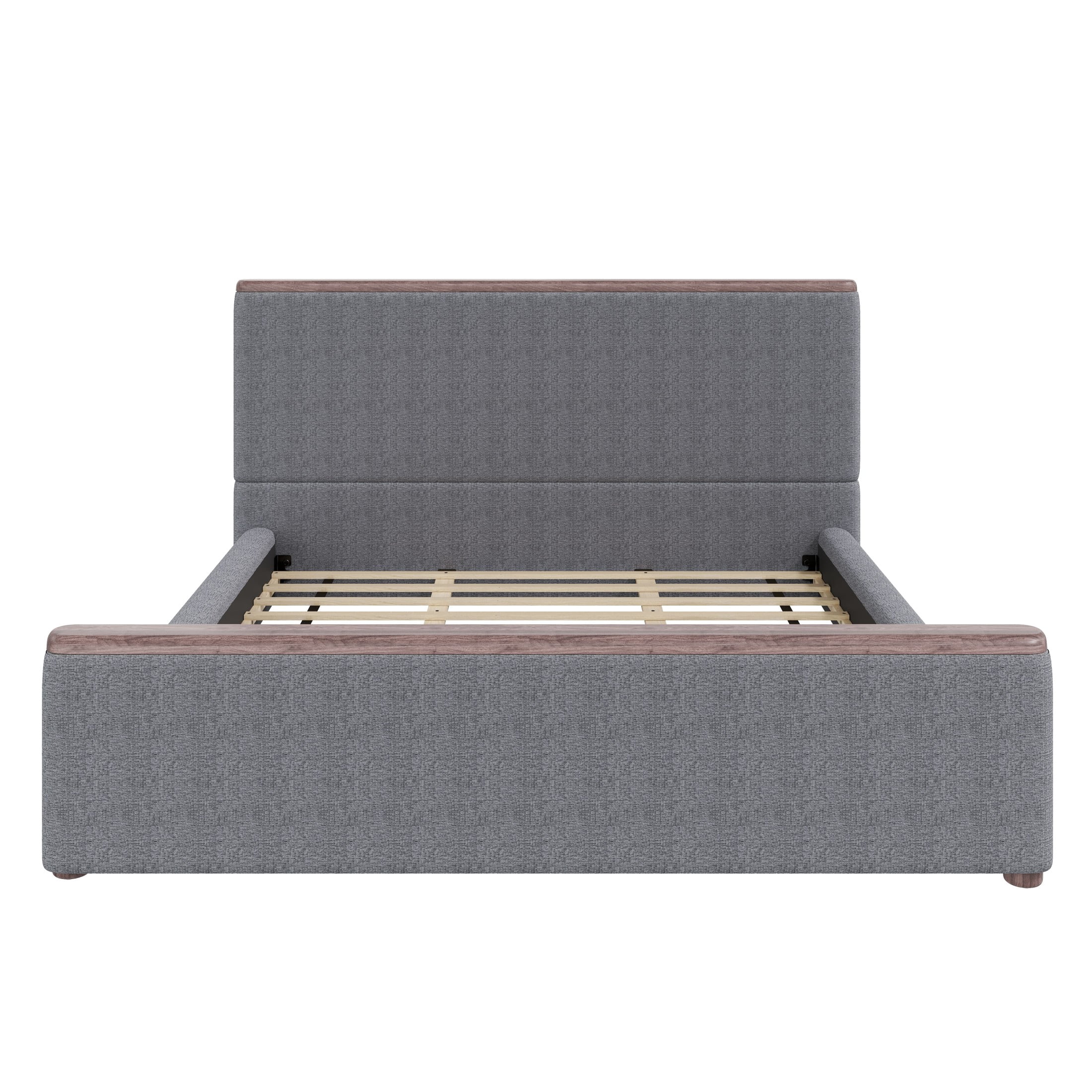 Christopher Knight Home Low-Profile Upholstered Platform Bed with Padded Headboard, King, Gray