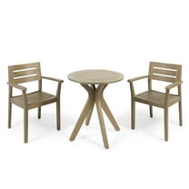 GDF Studio Brigitte Outdoor Acacia Wood 3 Piece Bistro Set, Gray