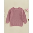 thumbnail image 5 of Michellecmm Mommy and Me Matching Sweater Solid Color Crew Neck Long Sleeve Pullover Knit Tops Causal Family Streetwear, 5 of 9