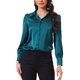 thumbnail image 1 of CAMISAS DE BOTONES PARA MUJER INSPIRADAS CHIC, CON MANGAS PUFF, VINTAGE, DE SATÉN, BLUSA PARA TRABAJAR, TALLA M, VERDE LAGO, 1 of 6