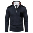 thumbnail image 3 of HAiming Mens Winter Sweaters Trendy Stand Collar Long Sleeve Half Zip Pullover Tops Plus Size Casual Loose Base Shirts, 3 of 8
