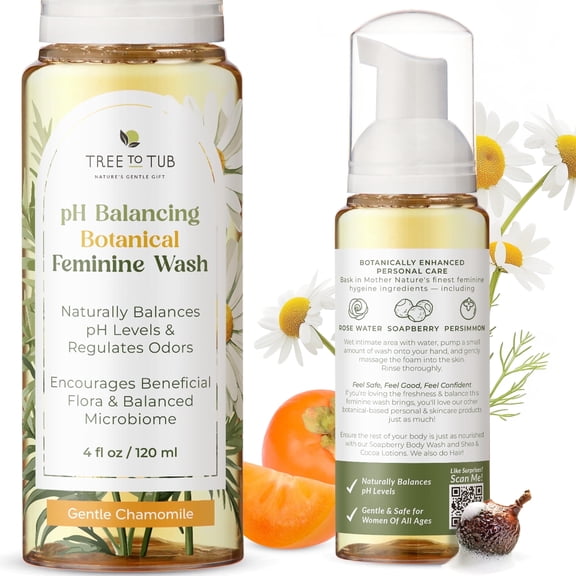 Tree To Tub pH Balance Feminine Wash - Unscented Vaginal Wash, Fragrance Free Botanical Intimate Wash, Unscented Soap for Vagina, Jabon Intimo Vaginal