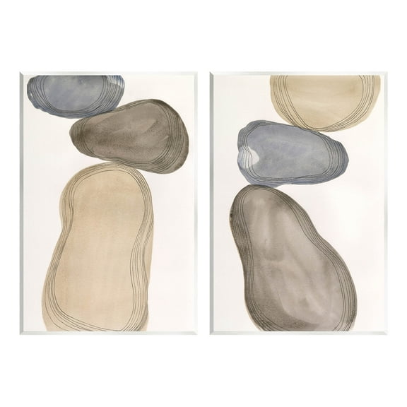 Stupell Industries Contemporary Oblong Shapes Arrangement Graphic Art Unframed Art Print Wall Art, Set of 2, Design by Laura Marr