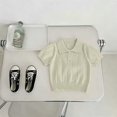thumbnail image 5 of Toddler Boys Short Sleeve Knit Polo Shirt Ribbed Sweater Top Collared Pullover Button Placket Casual Regular Fit School Uniform, 5 of 6