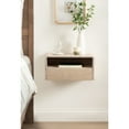 thumbnail image 2 of Kate and Laurel Kato Modern Mango Wood Floating Side Table with Drawer, 18 x 10 x 9, Whitewash, Contemporary Wooden Floating Nightstand for Bedroom Bedside Table or Living Room Wall Storage, 2 of 9