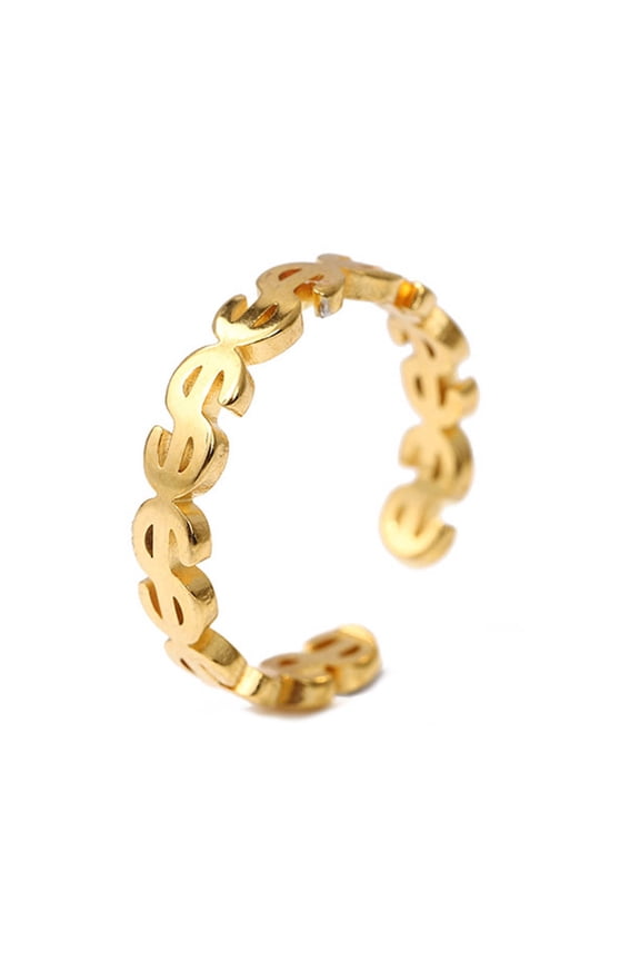 Women Vintage Hollow Coin Money Catcher Rings Stainless Steel Link Rings Aesthetic Finger Jewelry