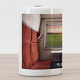 thumbnail image 3 of Nature Ceramic Toothbrush Holder, Fresh Nature Setting from Train Compartment Window Railroad Destination Travel, Versatile Countertop for Bathroom, 4.5" X 2.7", Red Green Cream, by Ambesonne, 3 of 4