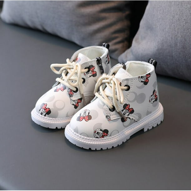 Zapatos informales de princesa de Disney para niños, botas de moda para niñas de Mickey Mouse y Minnie, zapatos para niñas de otoño e invierno, zapatos para niños, Boot25 para niños pequeños Gao Jinjia LED