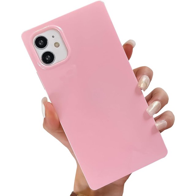 HAHDAXIA Cute Square Compatible with iPhone 11 Case, Glossy Candy Color Pattern Slim Soft Silicone TPU Bumper Anti-Drop Back Shockproof Protective Cases Cover for Women Girls(Pink)
