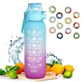 thumbnail image 1 of Botella de 1 litro, juego de botella de agua actualizada con pajita para beber de 12 cápsulas, sin azúcar, botella de agua para exteriores gratis, 1 of 4