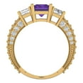 thumbnail image 4 of 3.61 ct Emerald Cut Natural Amethyst 3 Stone 18K Yellow Gold Womens Engagement Ring, 4 of 5