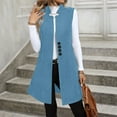 thumbnail image 7 of Womens Wool Vest Coat Winter Sleeveless Long Trench Coat Button Down Fall Winter Blazer Jackets Waistcoat Blue, L, 7 of 7