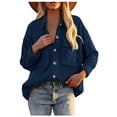 thumbnail image 4 of Femmes Couleur Veste en Velours Côtelé à Manches Longues Bouton vers le Bas Chemise à Col Veste, 4 of 6