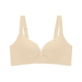 thumbnail image 2 of Swuxness Womens Comfortable Wireless Bra, Women's Push Up Bras, Women's Seamless Lifting No Wireless Side Boob Lightweight Everyday Bra Beige, L, 2 of 4
