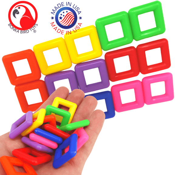 Bonka Bird Toys 2288 Pk14 Plastic Squares Foot Talon Craft Part Bird Toys