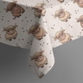 thumbnail image 5 of Beige Highland Cow Dot Pattern Square Tablecloth,Waterproof Square Table Cover,Wipeable Spillproof Washable Table Cover for Home Kitchen Party Decor 60"x60"(152x152cm), 5 of 6