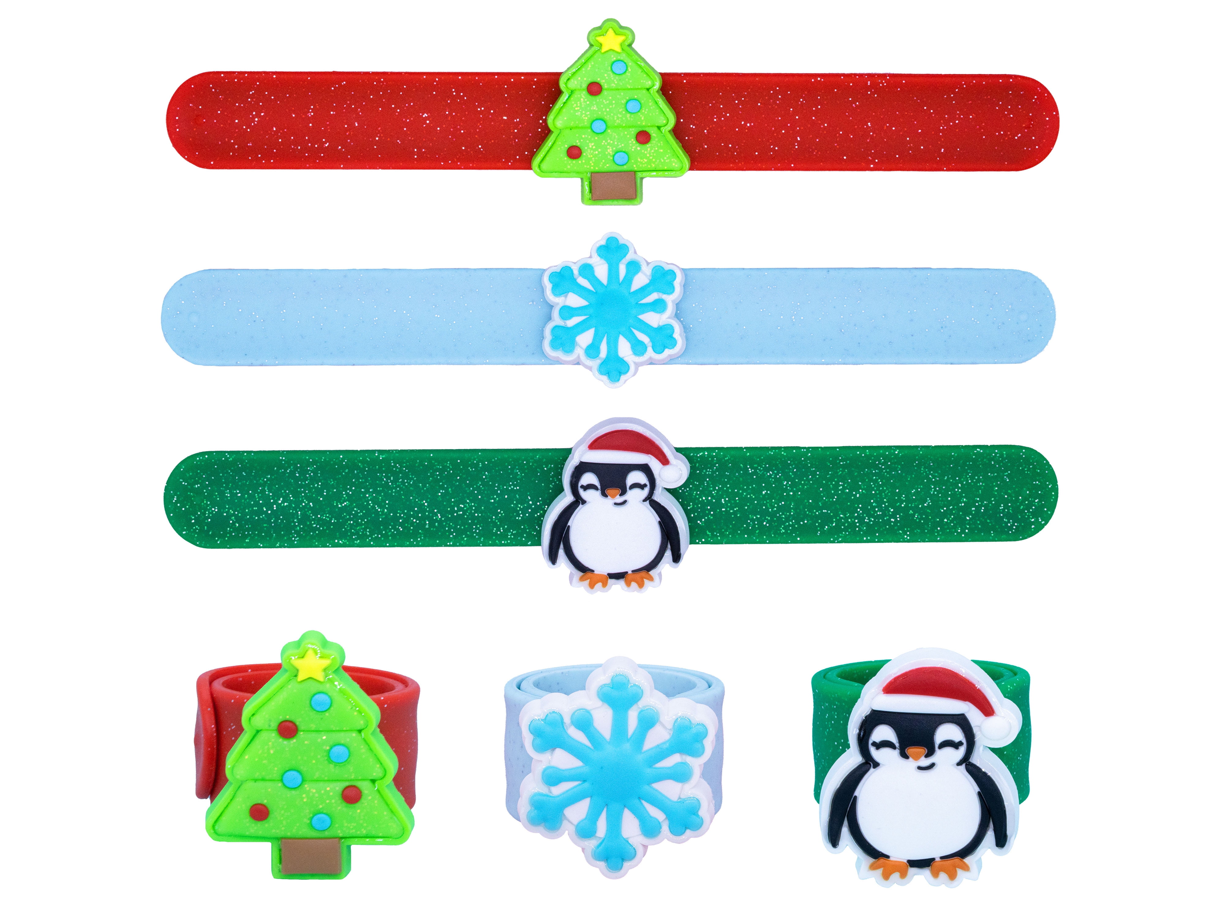 FROG SAC 3 Flashing LED Christmas Slap Bracelets for Kids, Light Up