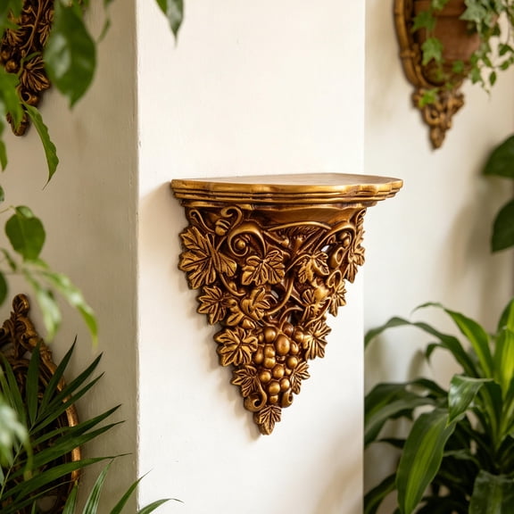 LOLIPPYY Plated Gold Floating Shelf, Antique Style, Resin Wall Corbel, Home Decoration
