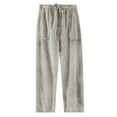 thumbnail image 2 of Zedker Casual Straight-Leg Elastic Waist Long Mens Pajama Pants with Drawstring Comfy Soft Fleece Thermal Sleepwear Pants with Pockets,Gray,XL, 2 of 9