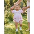 thumbnail image 5 of BemeyourBBs Newborn Baby Girl Summer Clothes Smocked Bubble Romper Infant Baby Girls Turtle Outfit Cute Embroidered Doll Collar Short Sleeve Jumpsuit Bodysuit Playsuit with Bows, 5 of 9