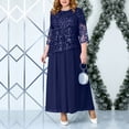 thumbnail image 2 of Vestido de gasa de encaje con falda bordada de talla grande para mujer Vestido transpirable y cómodo, 2 of 5