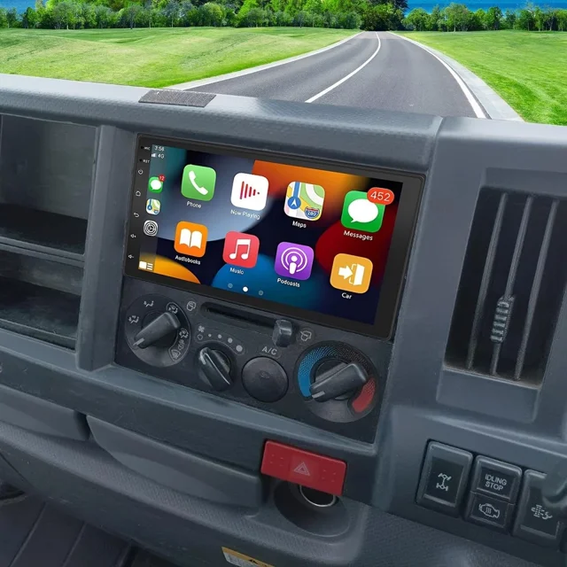 7in Android 14 Car Stereo Radio GPS Navigation 2+64G for Isuzu N Series NNR/NPR/NPS/NQR Truck 2009-2020 with Carplay Android Auto Car Screen with Bluetooth WiFi FM/AM/RDS Support Split Screen