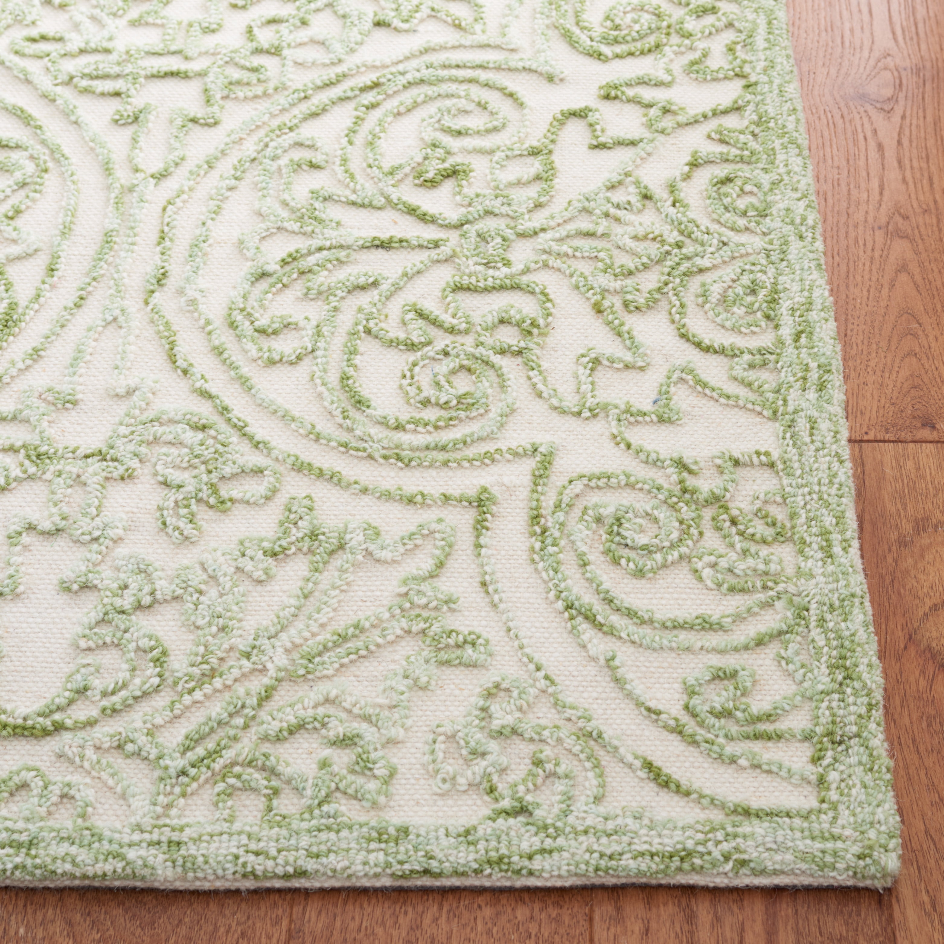 SAFAVIEH Trace Burton Geometric Area Rug, Ivory/Green, 9' x 12'