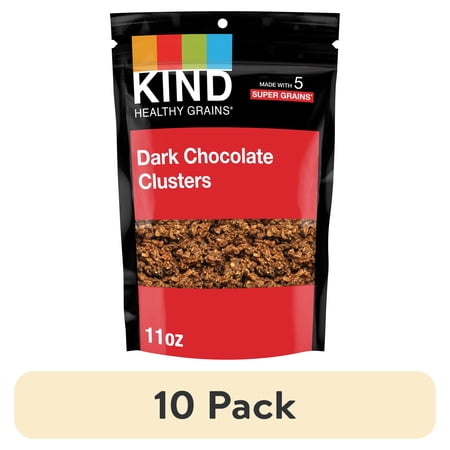 (10 pack) KIND Healthy Grains Instant Dark Chocolate Granola Clusters 11 oz, Shelf Stable Plastic Bag