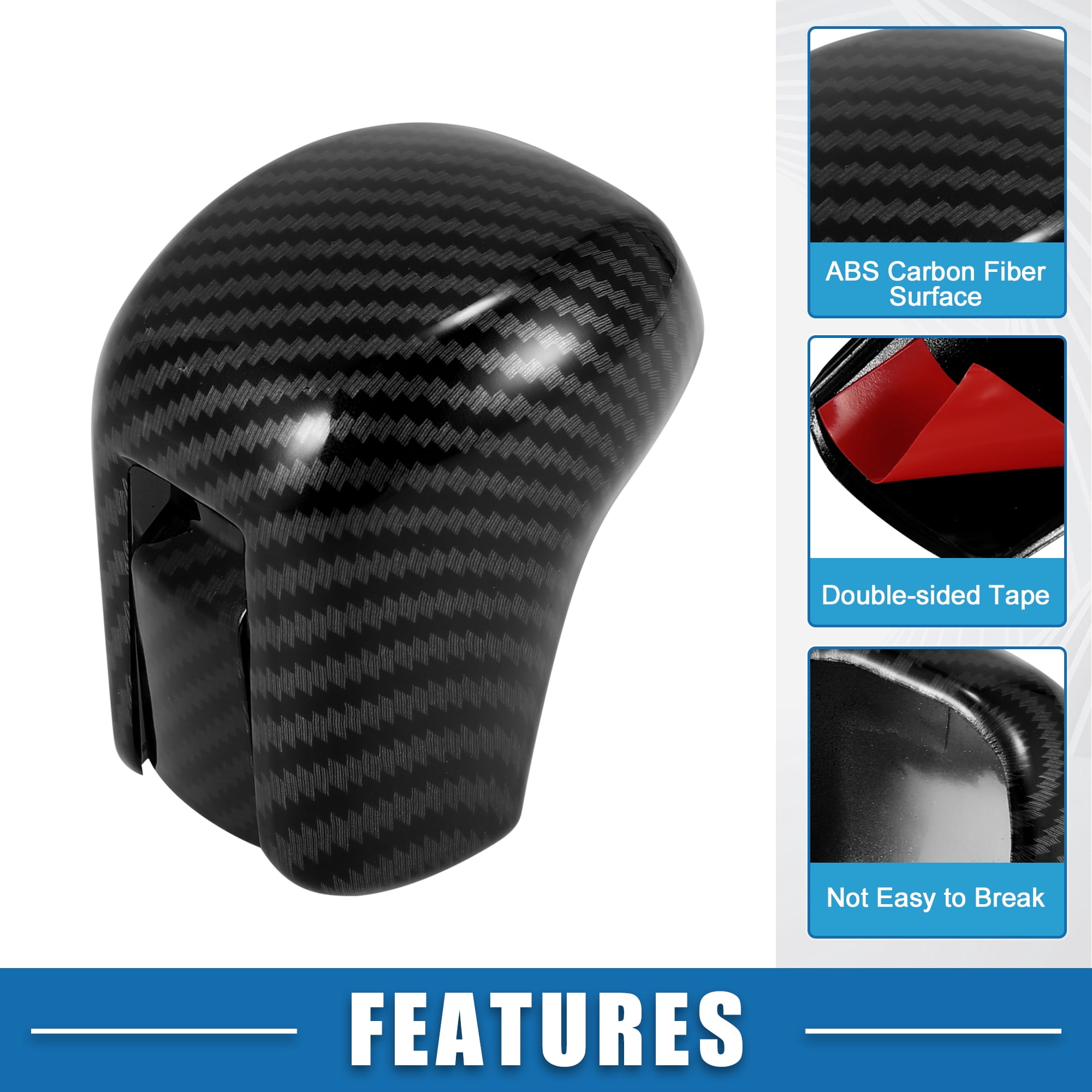 Unique Bargains Gear Shifting Knob Cover for Honda Civic 2016-2021 Carbon Fiber Black