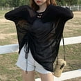 thumbnail image 4 of Ltctricy Sun Shirts for Women Long Sleeve Crew Neck Tie Side Ruched Asymmetrical Hem Blouses Summer Beach Cover Up Tops, 4 of 7