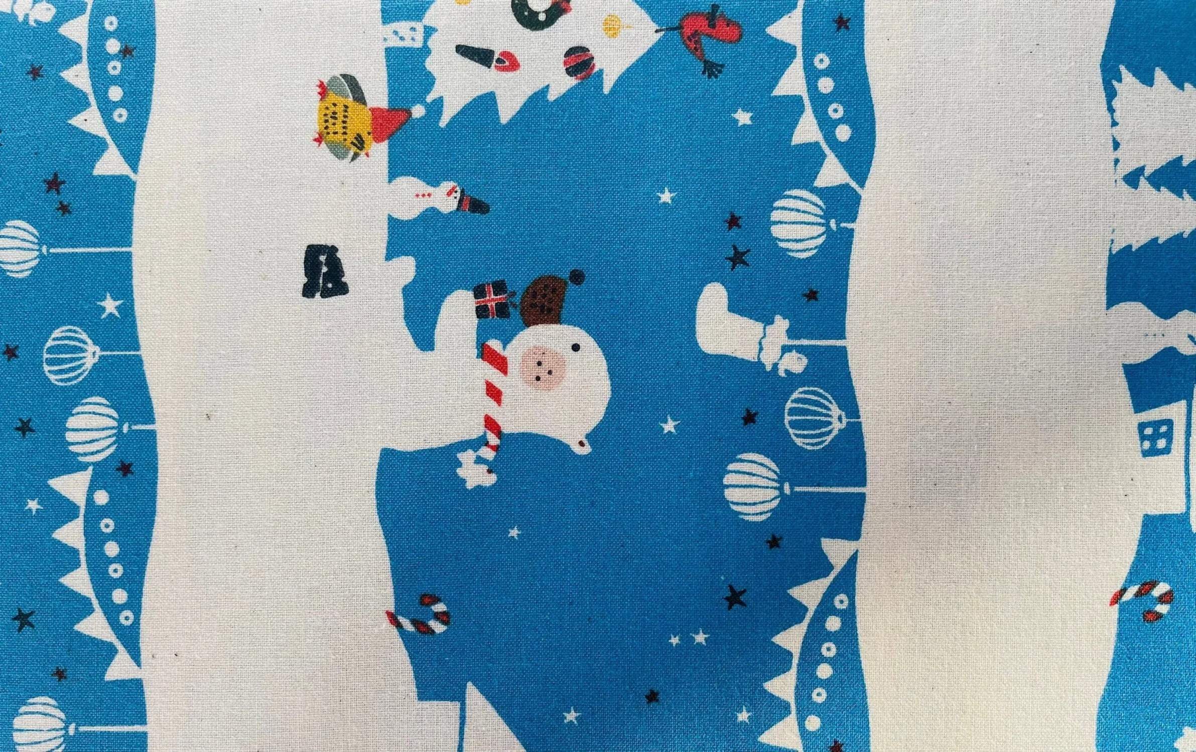 Waku Waku Christmas-Mr Polar Bear-Blue Unbleached Fabric-Naocoom-Cotton+ Steel