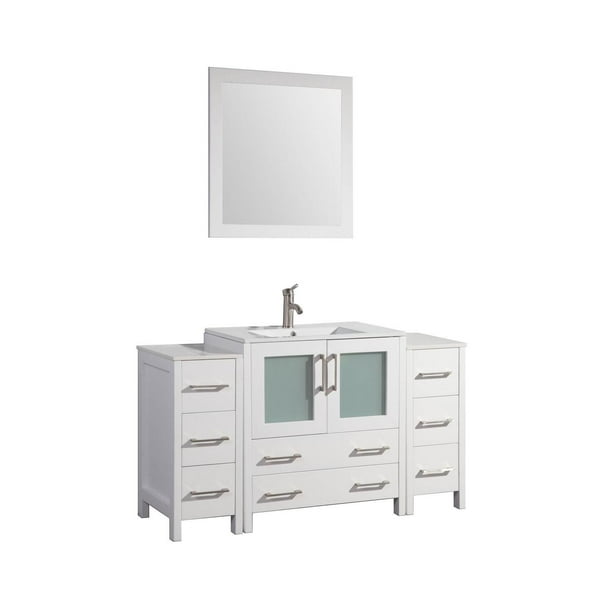 Vanity Art 54 inch single sink bathroom vanity set with ceramic vanity