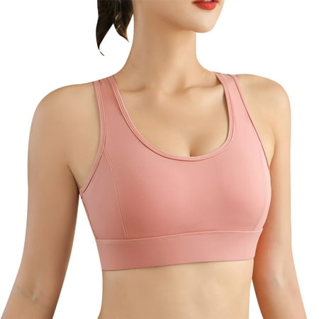 nsendm Female Underwear Adult Scoop Back Sports Bra Vest No Back Ring  Indoor Yoga Blouse Bra Steel Running Women's Outdoor Top Woman  Fitness(Wine, M) 