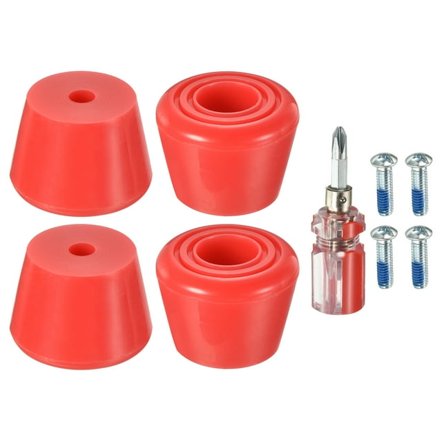 Unique Bargains Roller Skate Toe Stops with Screwdriver 82A Rubber Brake Stoppers Block, Red 2 Pair