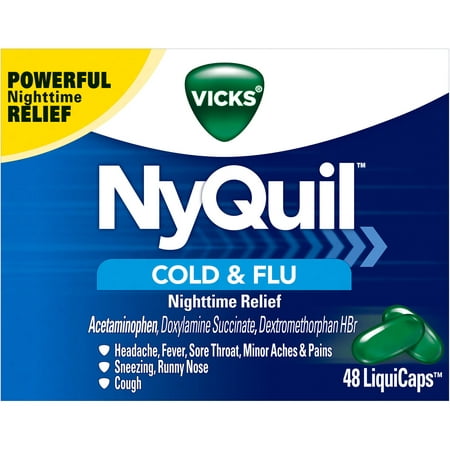 NyQuil Rhume et grippe secours LiquiCaps Nighttime, 48 count