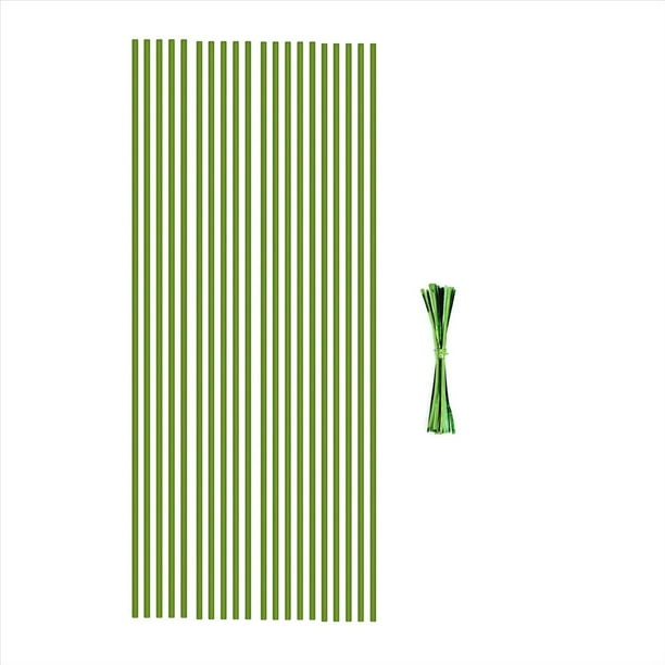 Estacas para Plantas, Estacas de Soporte para Plantas Adecuadas para Plantas de Interior, 20 Piezas de Palos para Plantas de Tallo úNico Flexibles de Color Verde para JardíN