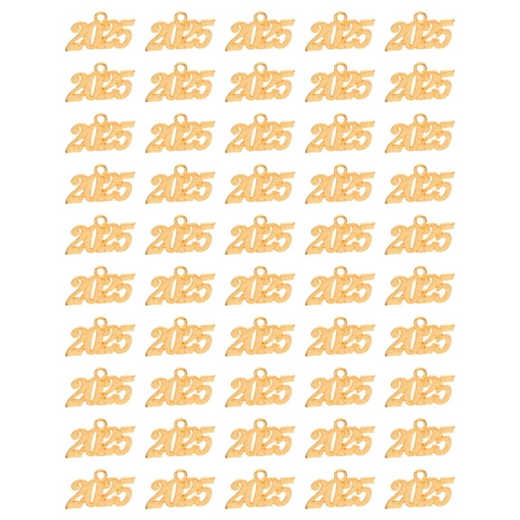 Uxcell 2025 Graduation Tassel Charm, 50 Pcs Alloy 2025 Year Medium Letter Charm for Graduation, Gold