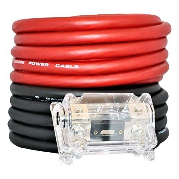 Absolute KIT0-50 0 Gauge 50 Feet 25ft Red & 25 Black Amplifier Install Wiring 6000W Amp Kit