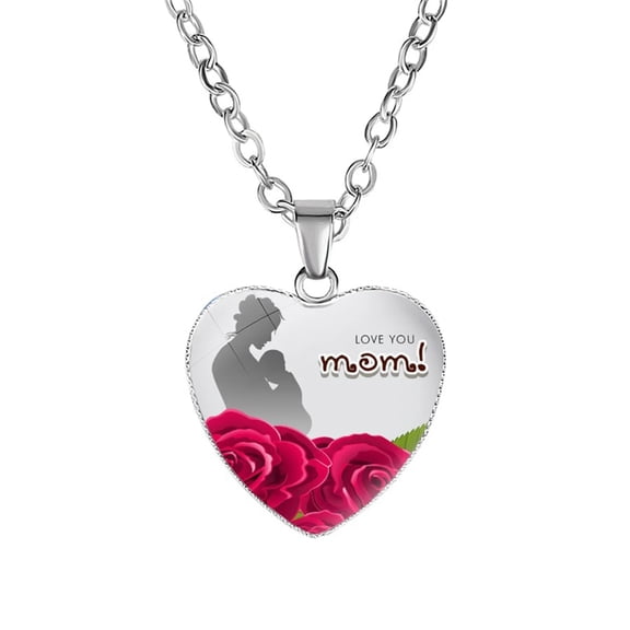 DESIGNICE Heart Pendant Necklace Engraved with MOM Mother Plot Gift Love Accessories Birthday Gifts 2023
