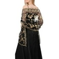 thumbnail image 1 of MYG Long Sparkly Sequin Sheer Tulle Lace Embroidery Shawl Wrap Scarf Evening Wedding, 1 of 9
