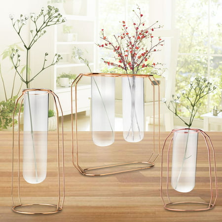 New Hanging Glass Flower Water Tube Vase Plant Pot Stand Bottle